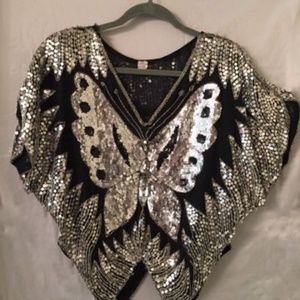 Vintage Butterfly Sequined Top